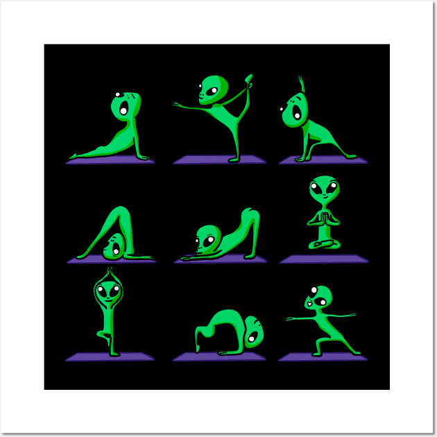 Alien Yoga Wall Art by huebucket